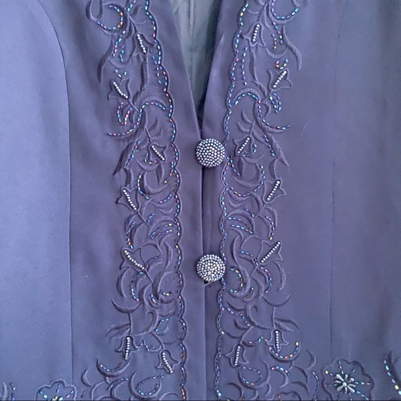 Sabartini Navy Blazer with Beading Detail 20W - Picture 4 of 9